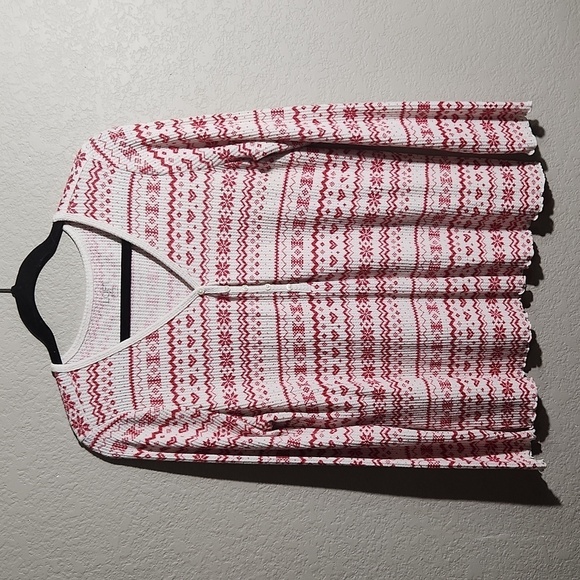 Loft Top Womens Sleep Shirt Size L Snowflake Heart Waffle Knit - Picture 1 of 9